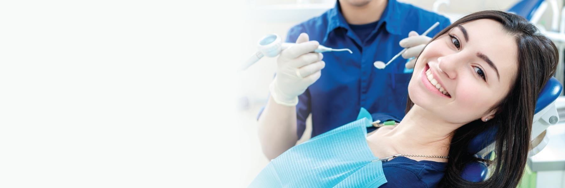 woman smiling in dental chair 